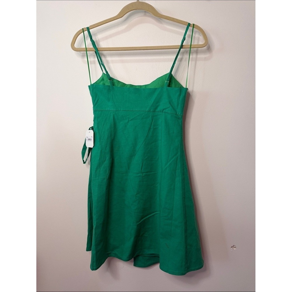 4SI3NNA Emerald Green Spaghetti-Strap Wrap Mini Dress - Picture 6 of 10